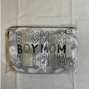 The Pouch Cosmetic Bag Womens OS Gray NWT Boy Mom Camo Zipper Travel Accessory